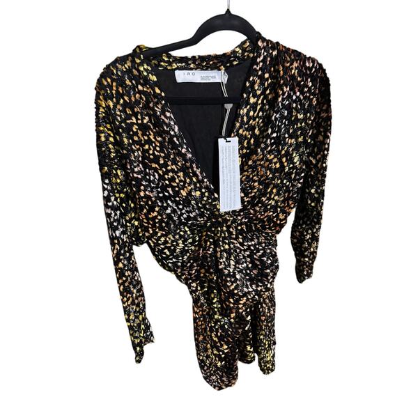 IRO Paris Mielan Leopard Print Velvet Mini Dress Multicolor Size 36 NWT - Picture 5 of 8